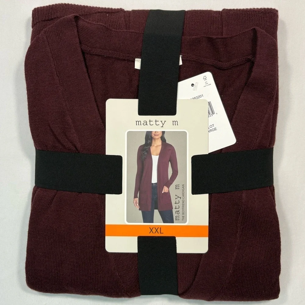 NWT Marty M Women’s Merlot Boyfriend Cardigan | Size XXL